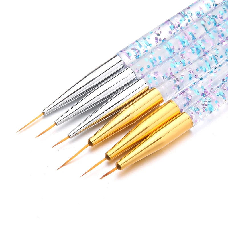 3pcs/Set Acrylic French Stripe Nail Art Line Painting Pen 3D brush
