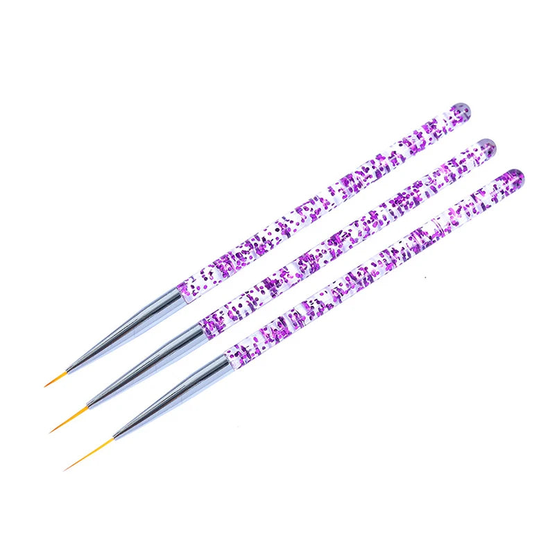 3pcs/Set Acrylic French Stripe Nail Art Line Painting Pen 3D brush