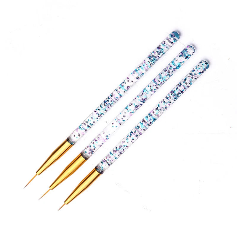 3pcs/Set Acrylic French Stripe Nail Art Line Painting Pen 3D brush