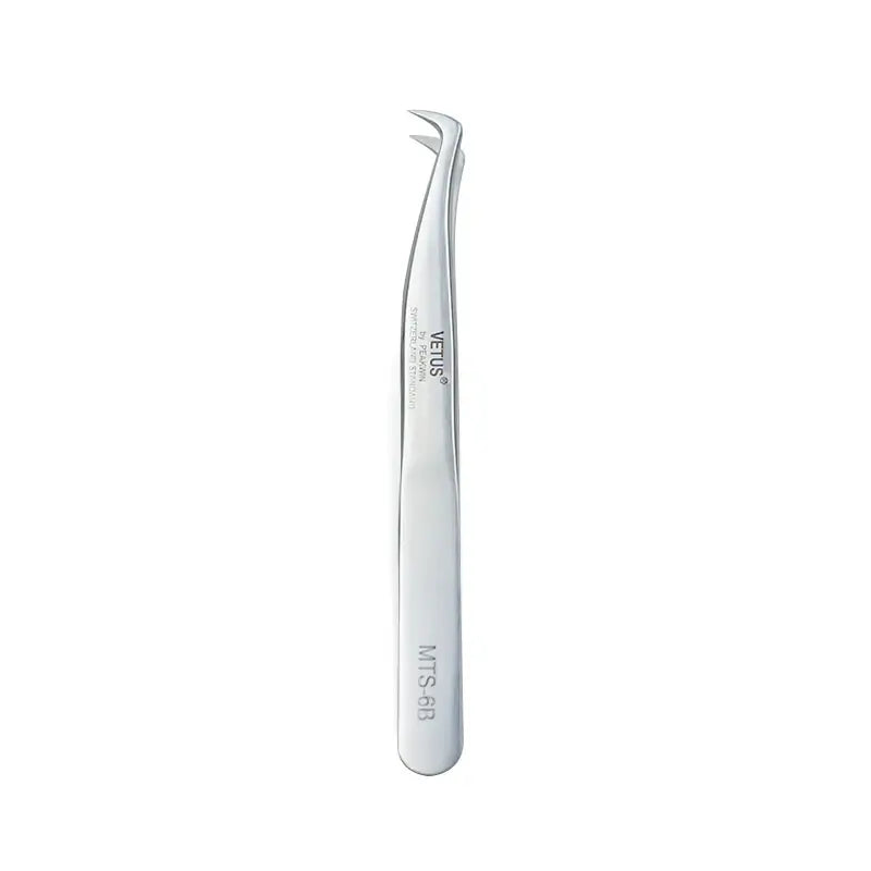 VETUS Original New MTS Series Silver Tweezers for Eyelash Extensions Stainless Steel