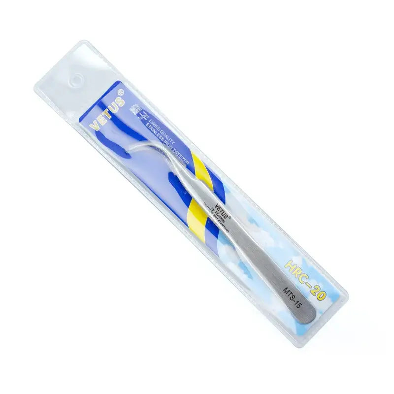 VETUS Original New MTS Series Silver Tweezers for Eyelash Extensions Stainless Steel