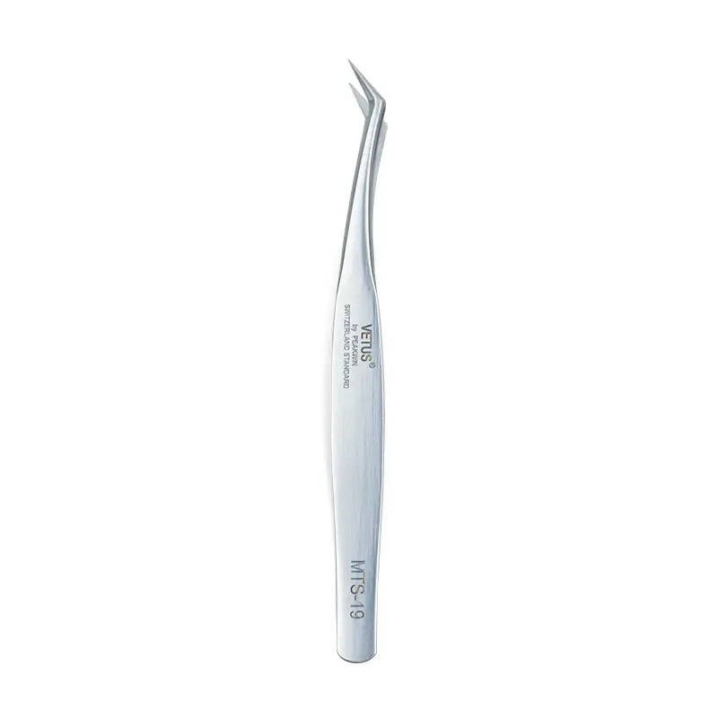 VETUS Original New MTS Series Silver Tweezers for Eyelash Extensions Stainless Steel