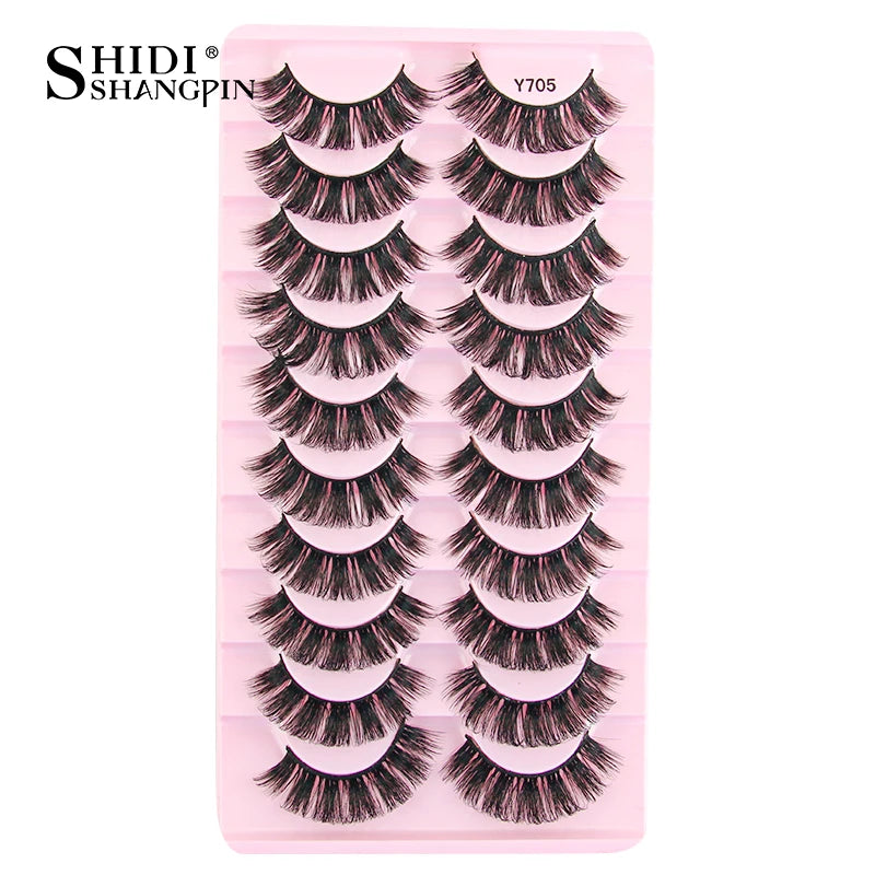 SHIDISHANGPIN 5/10Pairs Full Lashes Cat Eye Eyelashes Eyelash Extension 3D
