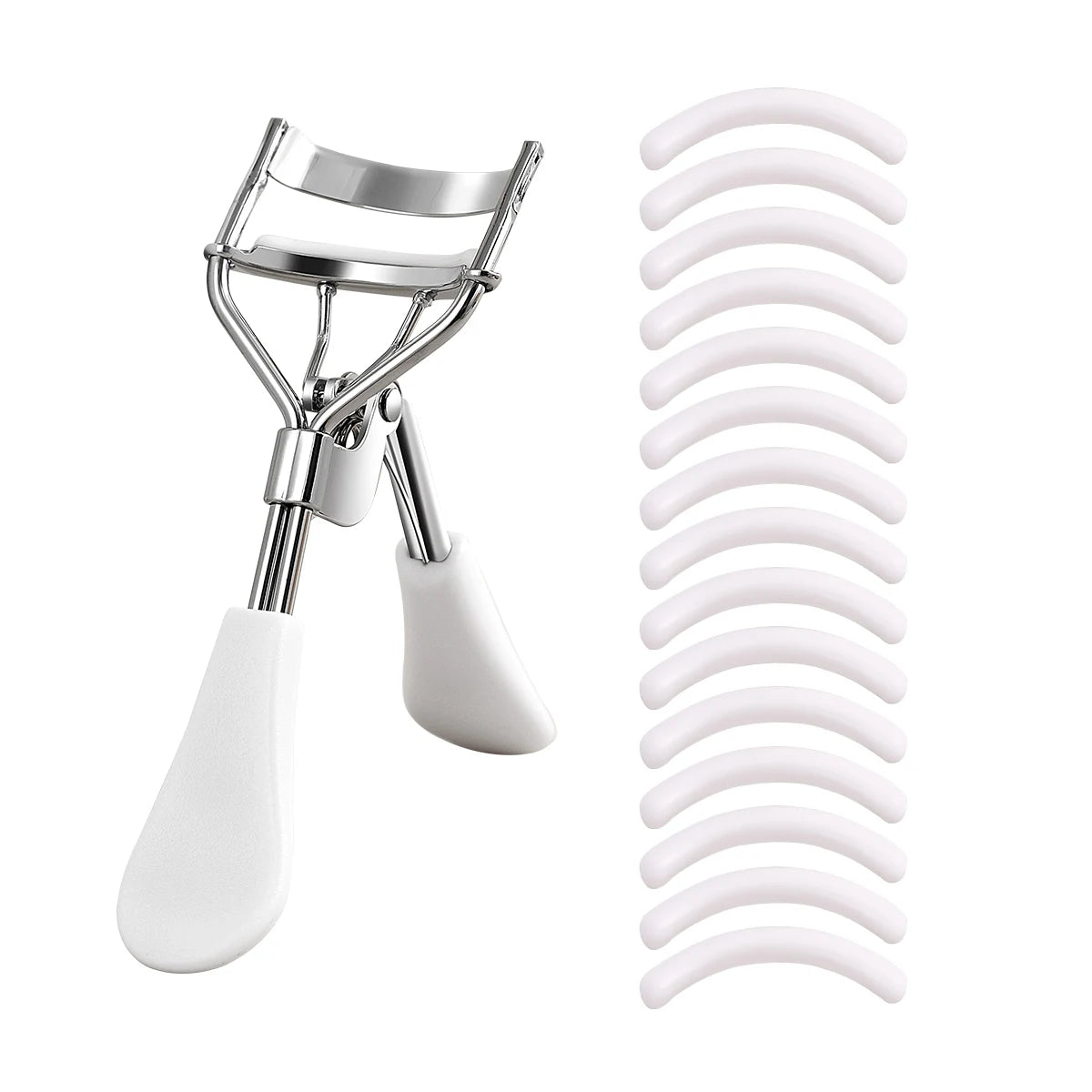 Portable Eyelash Curler with 15 Silicone Pads and Stainless Steel Eyelash Curler